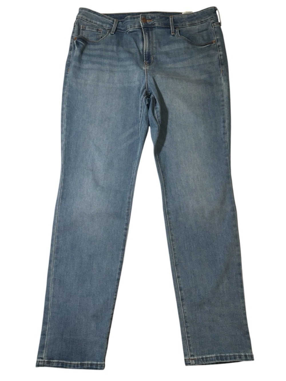 Old Navy Power Slim Straight Jeans 16 Long Mid Rise Stretch Denim